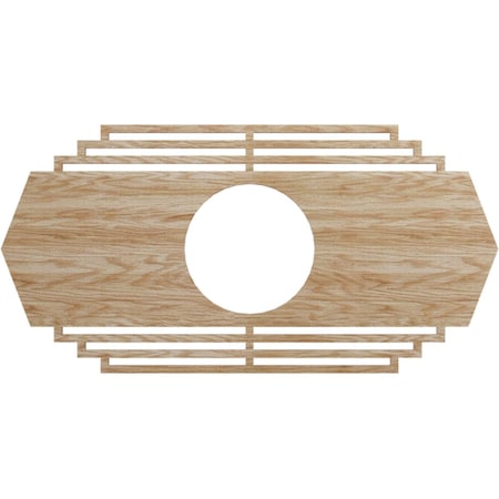 Ekena Millwork Chrysler Wood Fretwork Pierced Ceiling Medallion, Red Oak, 20"W x 10"H x 5 1/4"ID x 3/8"T CMWP20X10X0375CSRO